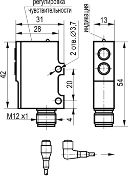 Габариты OPR IC34A5-43P-R1000-LZS4